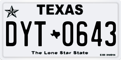 TX license plate DYT0643