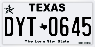 TX license plate DYT0645