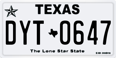 TX license plate DYT0647