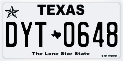 TX license plate DYT0648