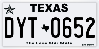 TX license plate DYT0652