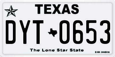 TX license plate DYT0653