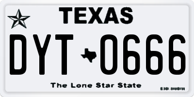 TX license plate DYT0666