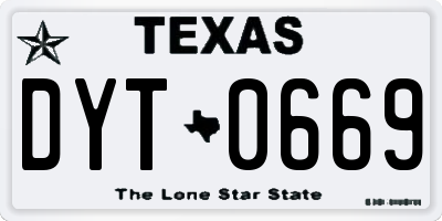 TX license plate DYT0669
