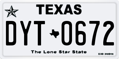 TX license plate DYT0672