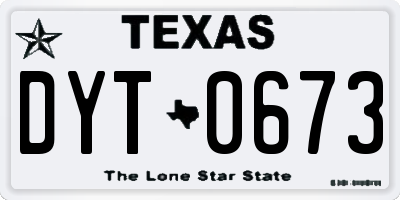 TX license plate DYT0673
