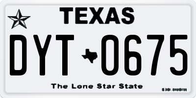 TX license plate DYT0675