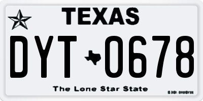 TX license plate DYT0678