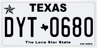 TX license plate DYT0680