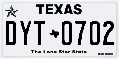 TX license plate DYT0702