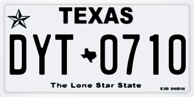 TX license plate DYT0710