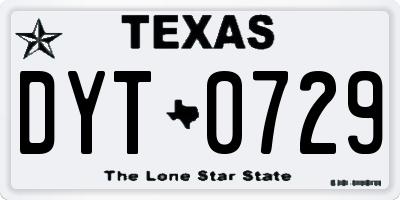 TX license plate DYT0729