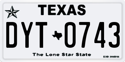 TX license plate DYT0743