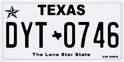 TX license plate DYT0746
