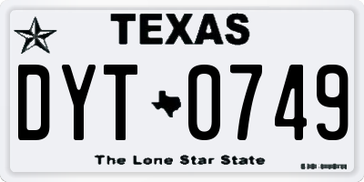TX license plate DYT0749