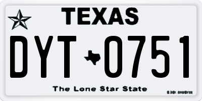 TX license plate DYT0751