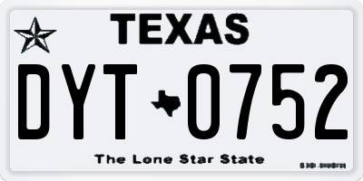 TX license plate DYT0752