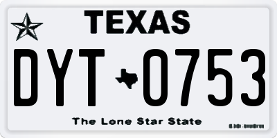 TX license plate DYT0753