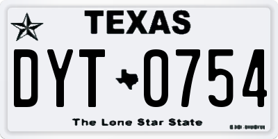 TX license plate DYT0754