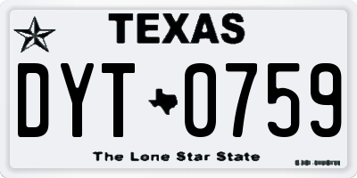 TX license plate DYT0759