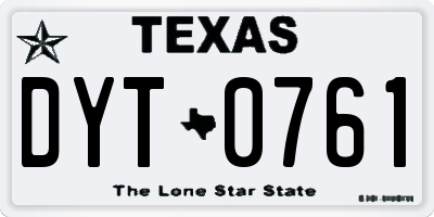 TX license plate DYT0761