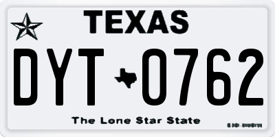 TX license plate DYT0762