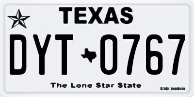 TX license plate DYT0767