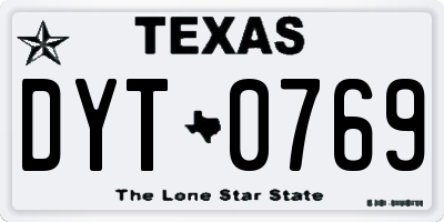 TX license plate DYT0769