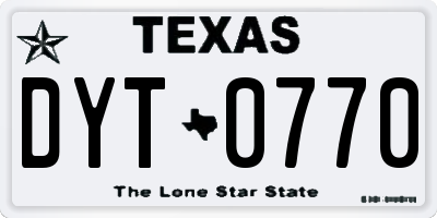TX license plate DYT0770