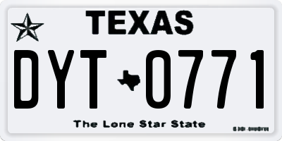 TX license plate DYT0771