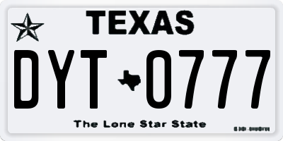 TX license plate DYT0777