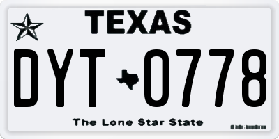 TX license plate DYT0778