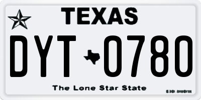 TX license plate DYT0780