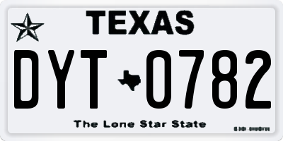 TX license plate DYT0782