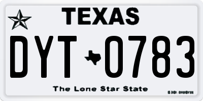 TX license plate DYT0783