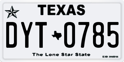 TX license plate DYT0785