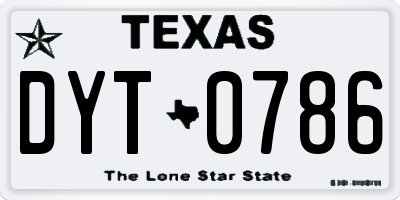 TX license plate DYT0786