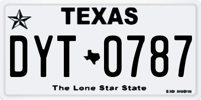 TX license plate DYT0787