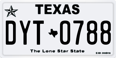 TX license plate DYT0788