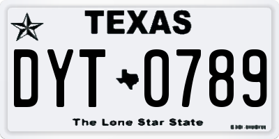 TX license plate DYT0789