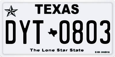 TX license plate DYT0803