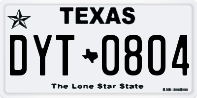 TX license plate DYT0804