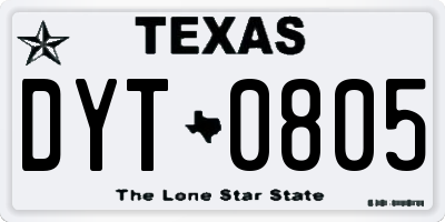 TX license plate DYT0805