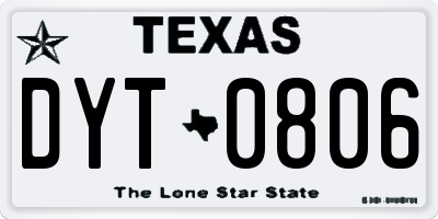 TX license plate DYT0806