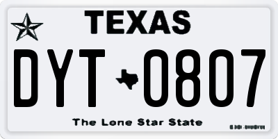 TX license plate DYT0807