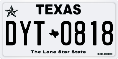 TX license plate DYT0818