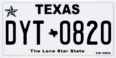 TX license plate DYT0820