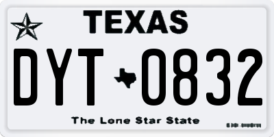 TX license plate DYT0832