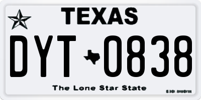 TX license plate DYT0838
