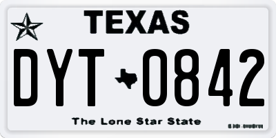TX license plate DYT0842